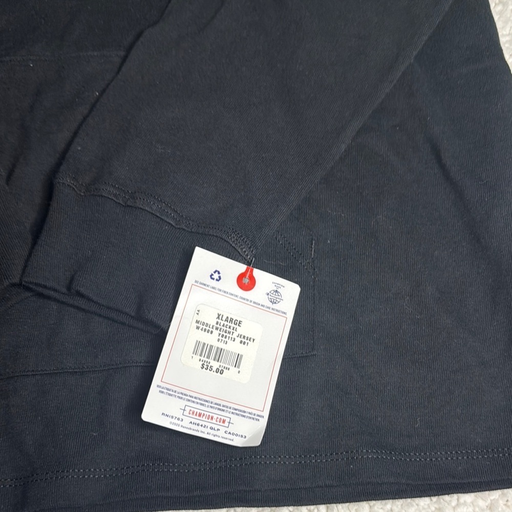 Champion Black Long Sleeve Light Weight Tee With Hood Athleticwear - Picture 3 of 5